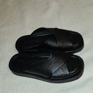 Picapy black pebbled leather criss-cross sandals